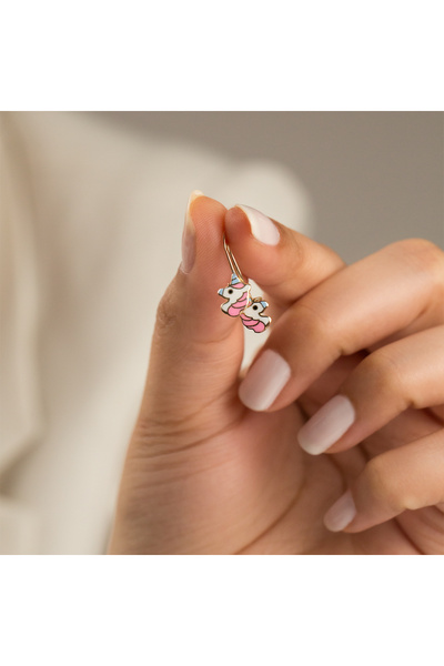 Çgk Çiğdem Gürel Kuyumculuk Unicorn Çocuk Altın Küpe