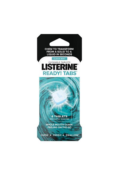 Listerine Ready! Tabs Chewable Mint Tablets, 4-Hour Fresh Breath, Sugar-Free, Alcohol-Free, Kosher, 8 ct