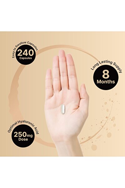 Naturebell Hyaluronic Acid 250mg, Biotin 5000mcg, Vitamin C 25mg - 240 Capsules for Skin, Hair, Joints & Eyes