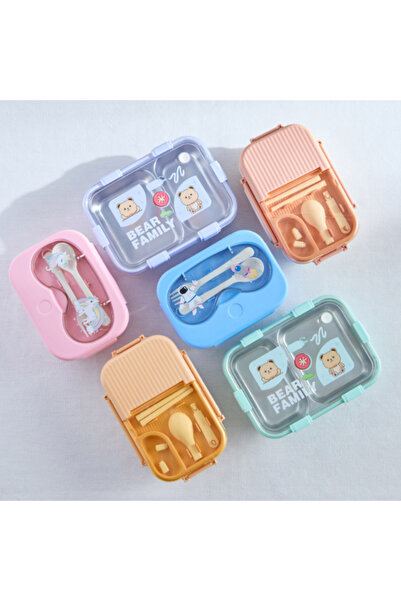 Home Box Neo Bear Family 2-Grid Stainless Steel Lunch Box 800 ml