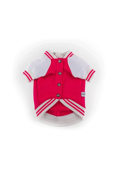 JesPawty Pink College Jacket Dog Outfit