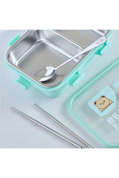 Home Box Neo Bear Family 2-Grid Stainless Steel Lunch Box 800 ml