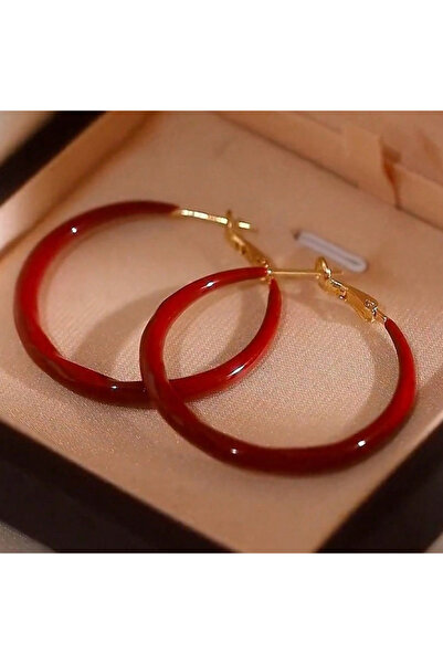 Choice WC1712-1 أقراط دائرية حمراء كبيرة جديدة وبسيطة ورائعة ومجوهرات نيتش أق...