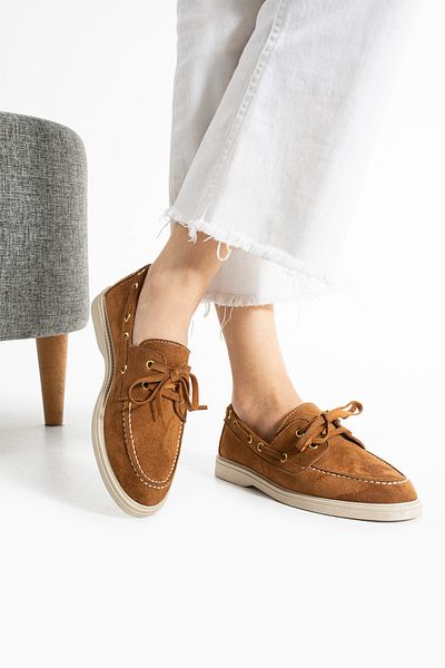 Bayramoğlu Pantofi M.S Comfortable Fit cu șireturi pentru femei din piele intoarsa