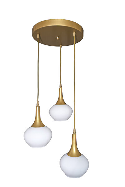 Fer Avize Fred Modern Dekoratif Eskitme Renk Camlı Sarkıt Salon - Mutfak - Ya...