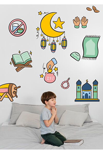 WALLHUMAN Hoşgeldin Ramazan Bayramı Yapışkanlı Sticker Duvar Cam Dolap Çıkart...