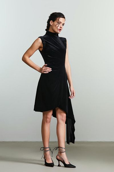 femi9 asymmetrical velvet dress