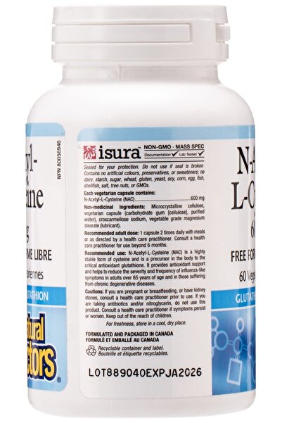 Natural Factors N-Acetyl-L-Cysteine 600 mg, 60 Capsules