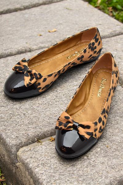 ISPARTALILAR 0892 Talpă confortabilă Pantofi de balerină de zi cu zi pentru femei Rochie de seară de nuntă de logodnă Pantofi de damă cu model leopard