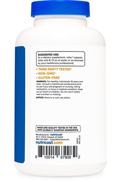 Nutricost Acetyl L-Carnitine (ALCAR) 500mg, 180 Capsules - Non-GMO, Gluten Free