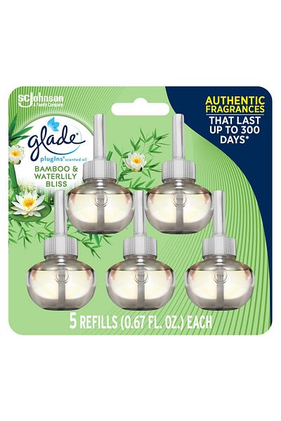 Glade Bamboo & Bliss Air Freshener Refills, Scented & Essential Oils, 3.35 Fl Oz, 5 Count