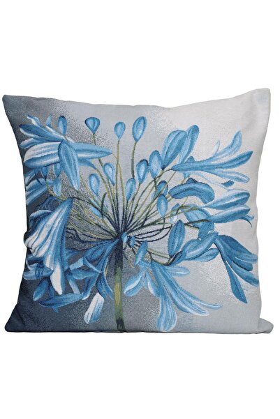 Believe Alum Blue-Grey Jacquard Woven Tapete Decorative Cushion 45*45