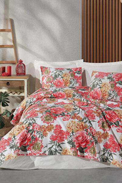 Enlora Home Desenli Pike Seti Tek Kişilik Lotus Kırmızı (Pike+Yastık Kılıfı)