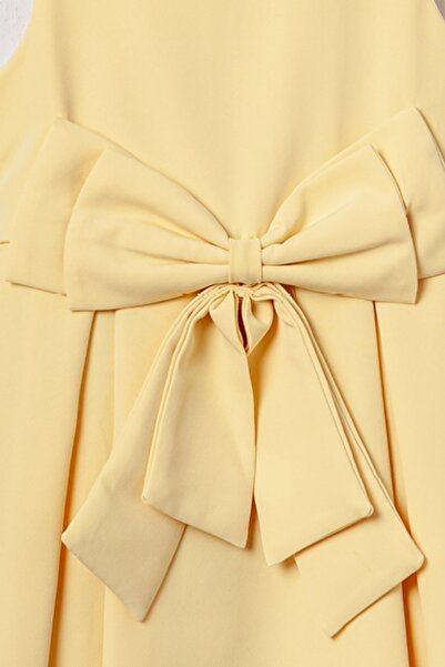 Bebüş Yellow Girl's Dress - Thick Strap Lined Inside 15694 Model
