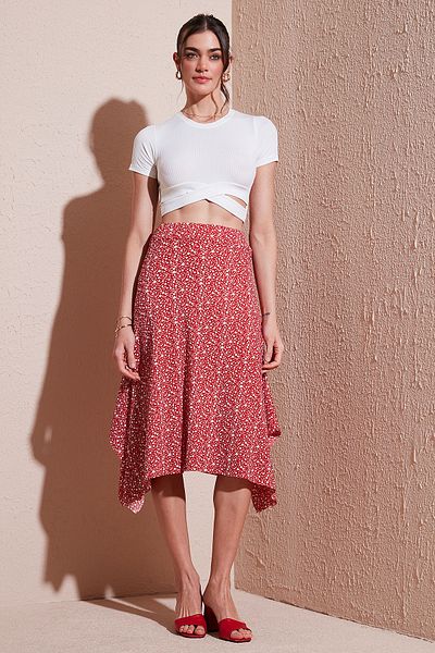 Lela Patterned Flounce Midi Skirt 5869010
