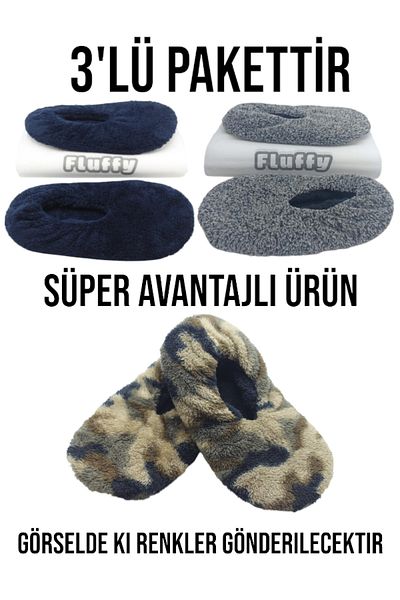 fluffy Men's Booties - Welsoft Fabric - Slippers - Home Shoes - Non-Slip - Soundproof - Sponge Sole