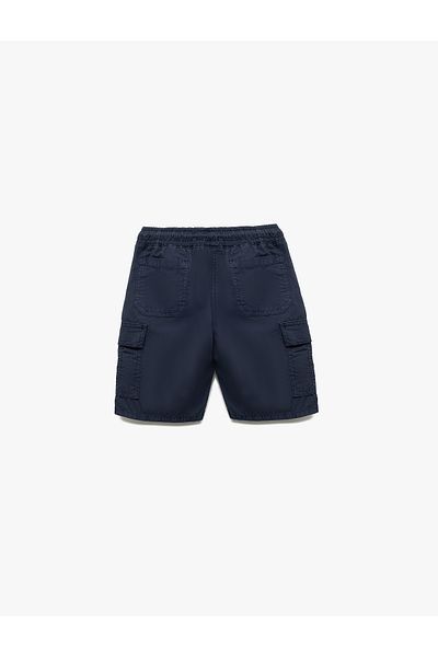 Koton Cotton Basic Parachute Shorts with Lace-Up Waist and Pocket Detail