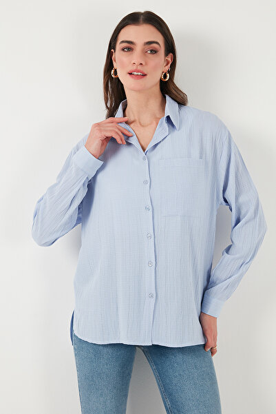 Lela Regular Fit Single Pocket Short Front Long Back Crinkle Shirt Shirt 6772752