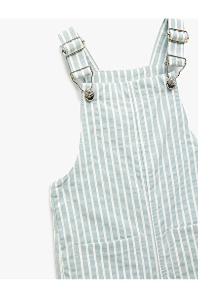 Koton Adjustable Strap Square Neck Striped Salopette Jumpsuit