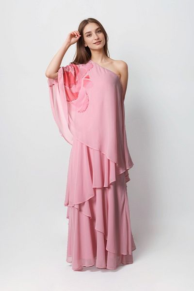 femi9 Radiant Layers One-Shoulder Gown