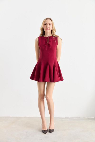 Qutu Butik 0341 Front Lace up Klos Dress