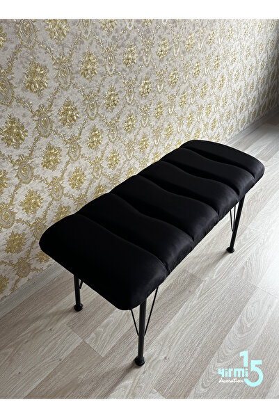 Yirmi15 Metal Ayaklı Eco Black Bench Babyface Puf & Bench- Eco Siyah Bench