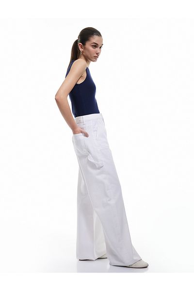 Koton Cut Leg Cotton Regular Fit Denim Trousers - Wide Leg Jeans