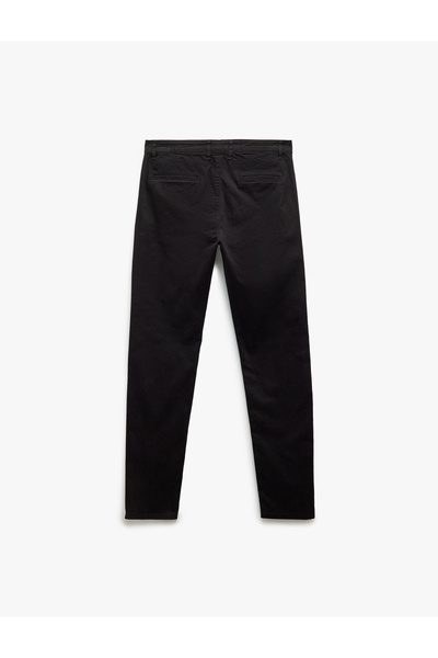 Koton Cotton Buttoned Chino Slim Fit Trousers with Pocket Detail