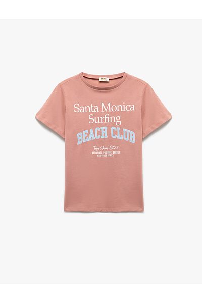 Koton Crew Neck Short Sleeve Cotton Printed T-Shirt