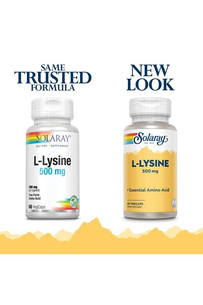 Solaray L-Lysine 500mg | Supports Cognitive, Immune, GI, Bones, Joints & Skin | 60 VegCaps