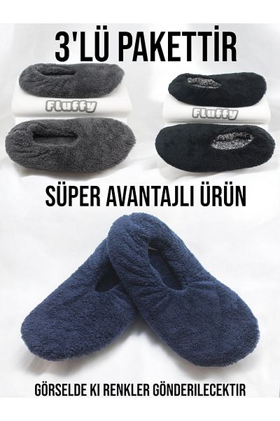 fluffy Men's Booties - Welsoft Fabric - Slippers - Home Shoes - Non-Slip - Soundproof - Sponge Sole