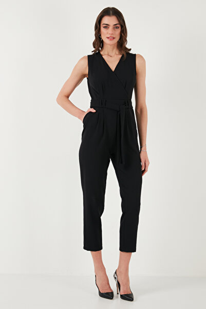 Lela Slim Fit Düz Paça Kruvaze Yaka Kemerli Tulum TULUM 6783626