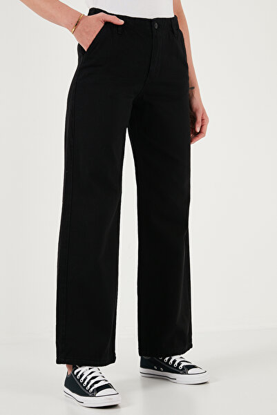 Lela Cotton Standard Fit High Waist Wide Leg Pants Pants 668Yp5344