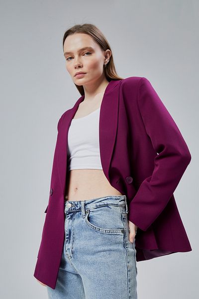 Bolivente Women's Loose Cut Lined Woven Blazer Jacket