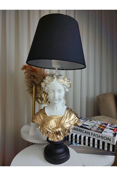 Artceal Decorative Gold Gilded White Ophelia Sculpture Black Hat Lampshade Figurine