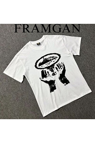Framgan Unisex Corteiz Baskılı Sokak Tarzı Beyaz Bisiklet Yaka T-Shirt