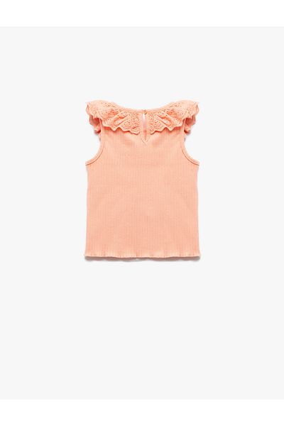 Koton Cotton Embroidered Ruffled Crew Neck Sleeveless Undershirt