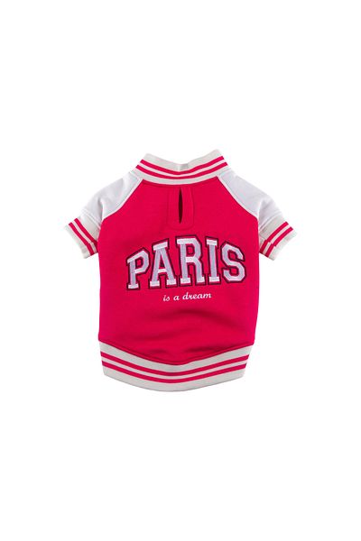 JesPawty Pink College Jacket Dog Outfit