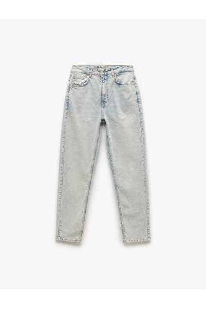 Koton Mom Fit Yüksek Bel Pamuklu Cepli Denim Pantolon - Mom Slim Jean