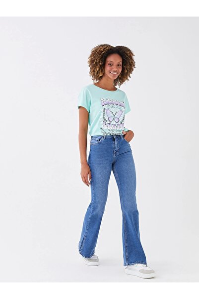 LC Waikiki LCW Jeans İNDİGO Yüksek Bel Mars Flare Kadın Jean Pantolon