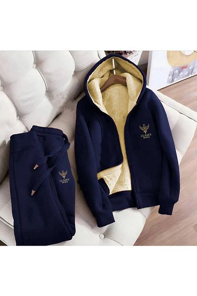 Classy 2-Piece Tracksuit Set - Nakiş Hooded Tracksuit Set - 3 Thread Raster Welsoft Sleeves Excluded