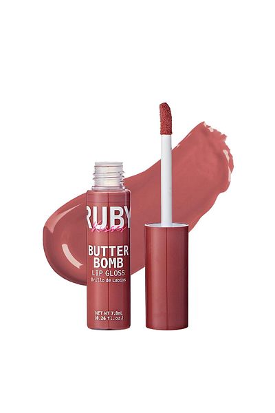 Ruby Kisses Lip Gloss Butter Bomb - Non-Sticky, Vitamin E, Nude, 7.8mL (Blind Date)