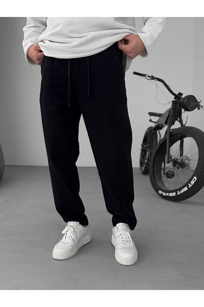 BYBASICMAN Black Regular Fit Knee Stitched Trousers Yp-5010