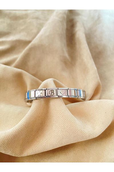 bijoux uniques Italian Charm Bracelet with Letter B Heart&Star