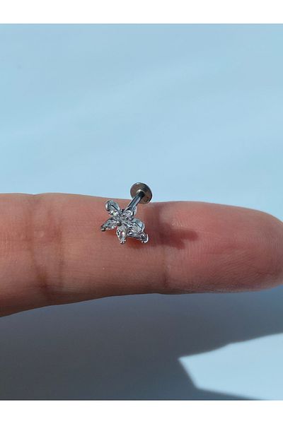 kurukafagift Tragus Helix Lobe Piercing Avec Stone Flower