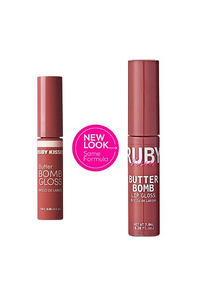 Ruby Kisses Lip Gloss Butter Bomb - Non-Sticky, Vitamin E, Nude, 7.8mL (Blind Date)