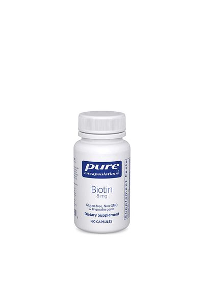 Pure Encapsulations Biotin 8 mg - B Vitamin for Hair, Skin, Nails, Metabolism & Stress Relief - 60 Capsules