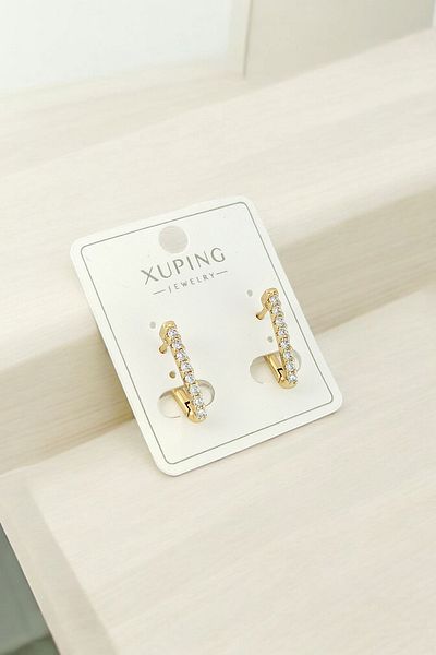 Çlk Accessories Xuping لا يفقد اللون الحد الأدنى من الأقراط المثلثة الحجرية 35661