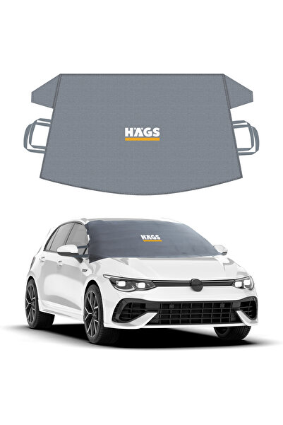 HAEGS Buz ve Kar Önleyici Araç Ön Cam Örtüsü Brandası / Oto Cam Koruyucu Güneşlik (162x106cm) S Gri