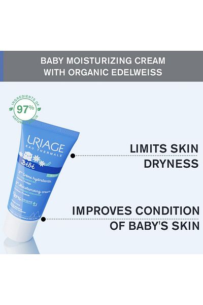 Uriage Baby Face Cream with Organic Edelweiss & Shea Butter | Hydrates, Fast-Absorbing, 97% Natural, 40 mL
